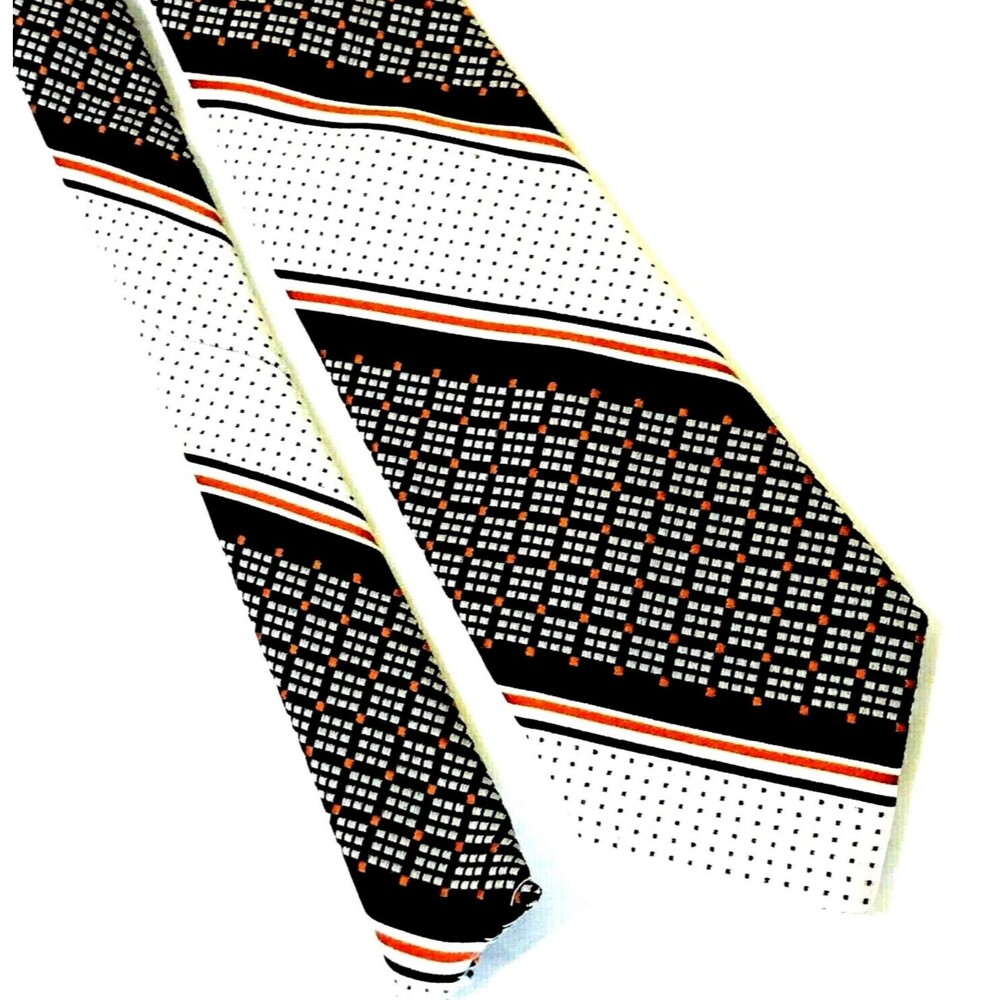 Corsair Tie Vtg Atomic Check Stripe Swing Retro MCM Rockabilly Art Deco Hipster